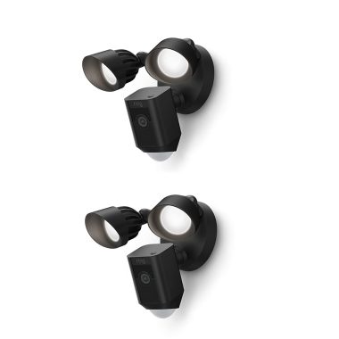 Pack de 2 cámaras exteriores con focos LED y sirena